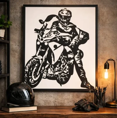 Tablou decorativ motociclist 2D